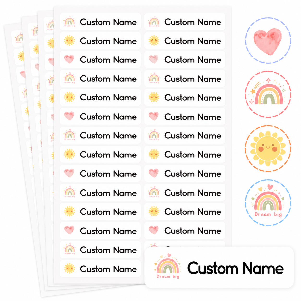 Sticker Sheet Set - 1 Sheet 54Pcs Personalized Name Stickers,