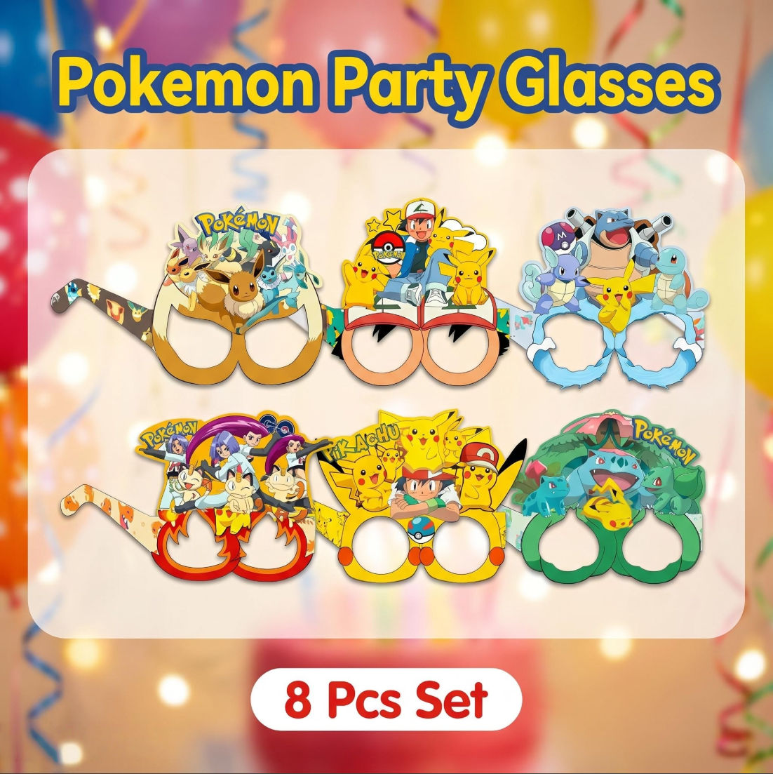 Pokémon-themed paper glasses.  – обзор и цена Anime Game Merchandise