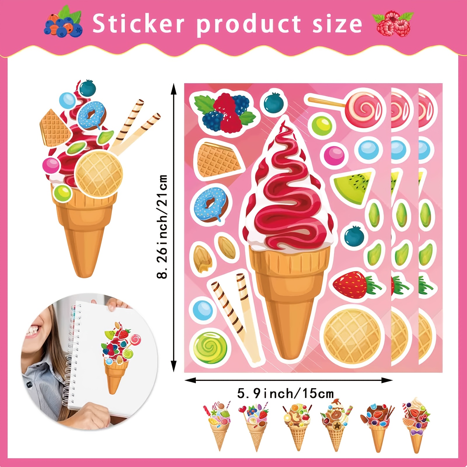 8 Sheets Ice Cream Stickers, C – обзор и цена Sticker Sheet Set