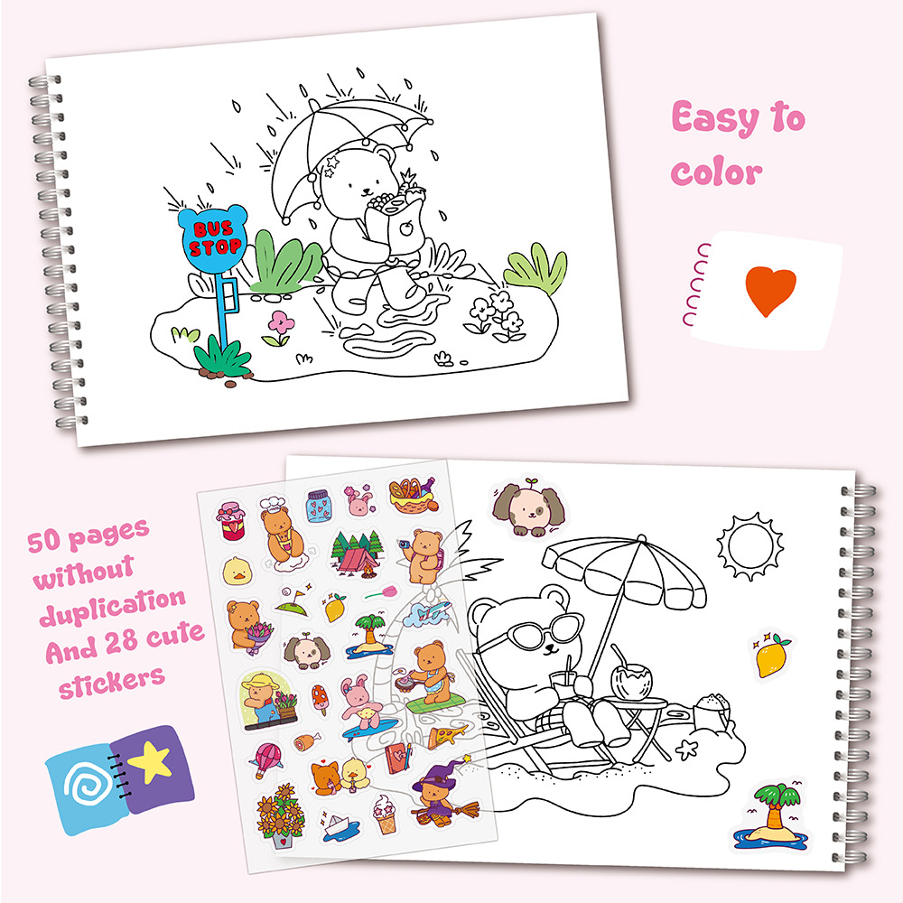 Adorable Bear Coloring Book Se – обзор и цена Sticker Sheet Set