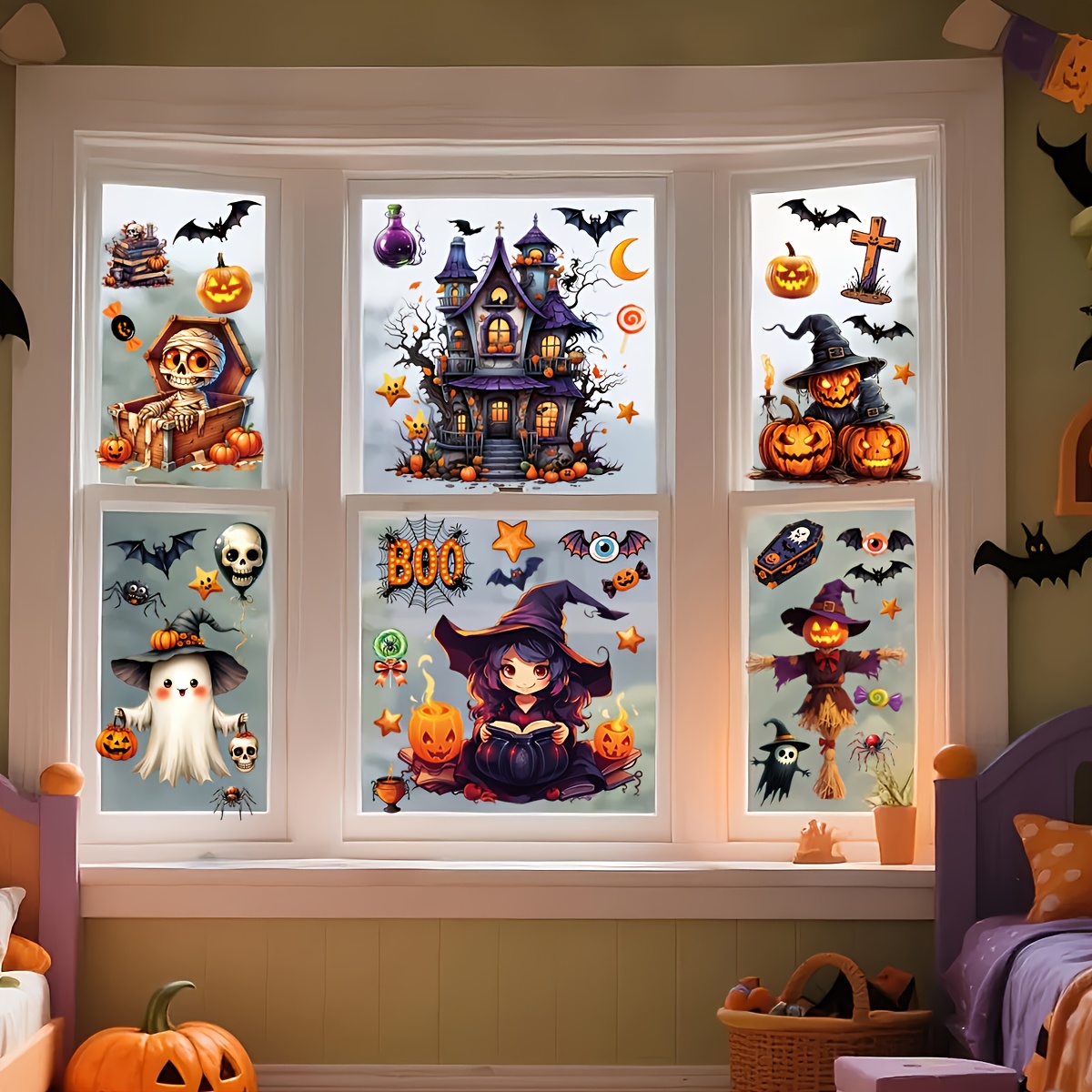 10 Sheets 3D Halloween Window  – обзор и цена Sticker Sheet Set