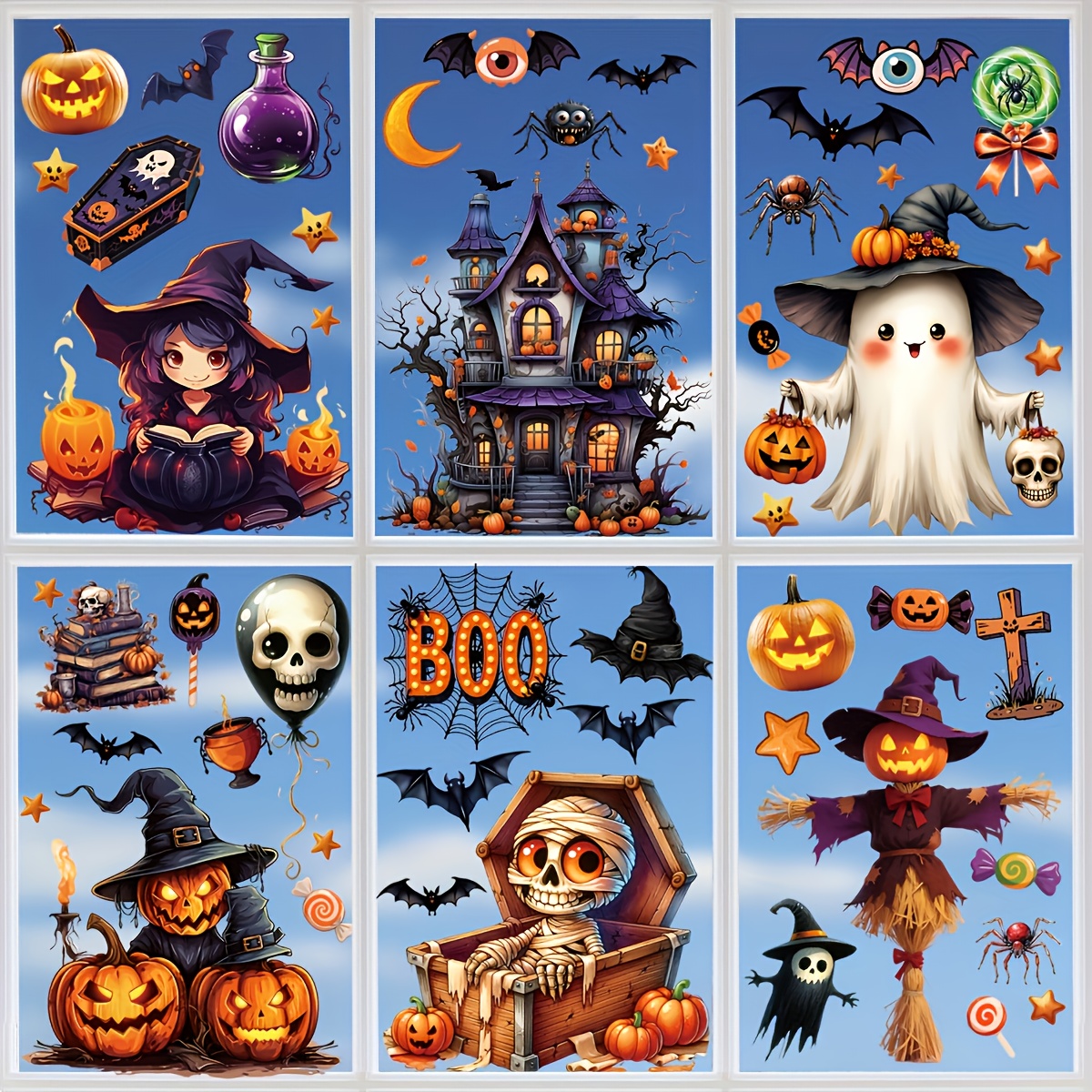 10 Sheets 3D Halloween Window  – обзор и цена Sticker Sheet Set