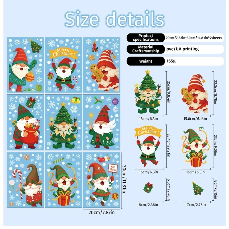 9 sheets/set of Santa Claus el – обзор и цена Sticker Sheet Set